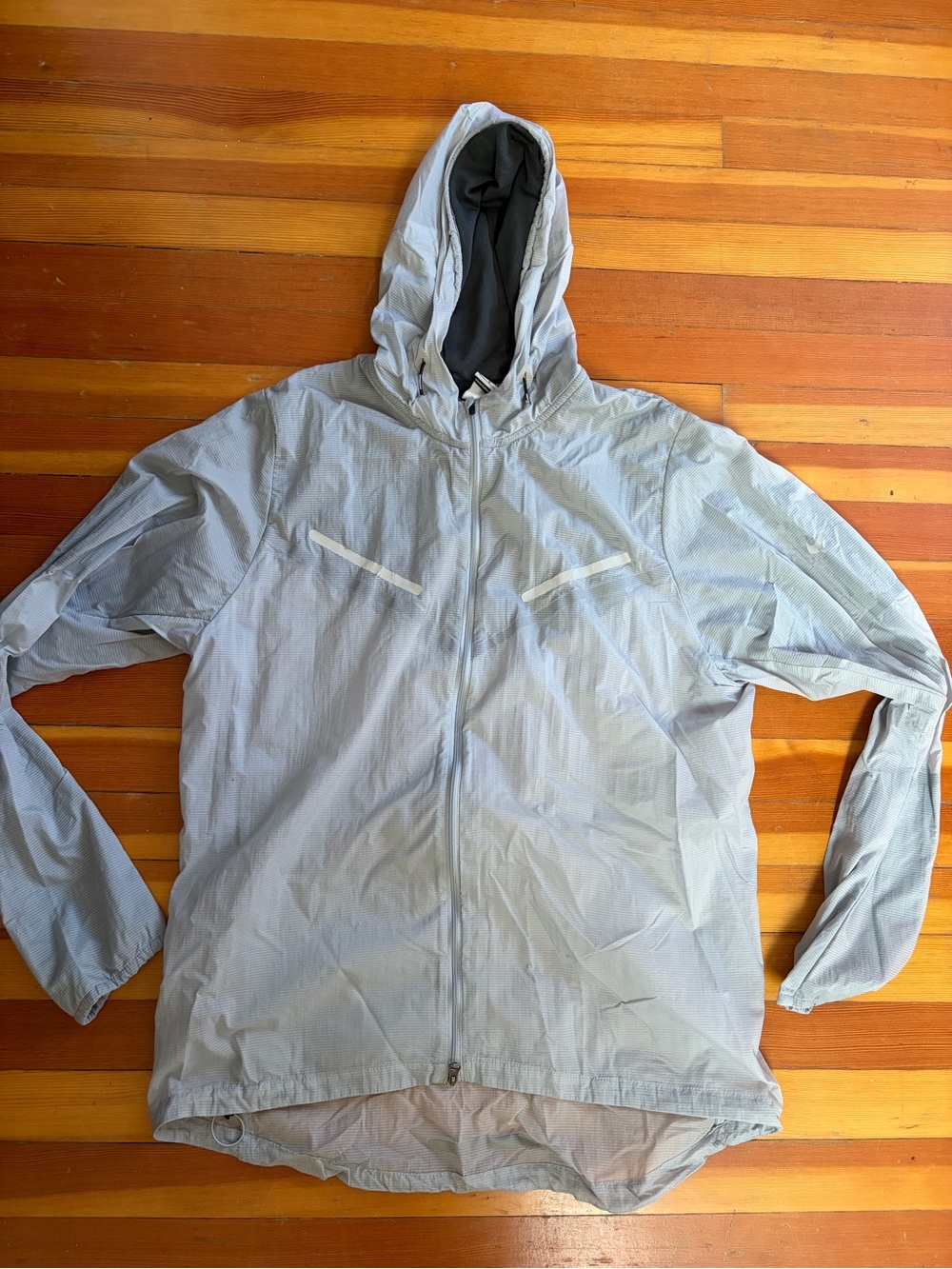 Nike Light Gray Hooded Running Windbreaker Jacket